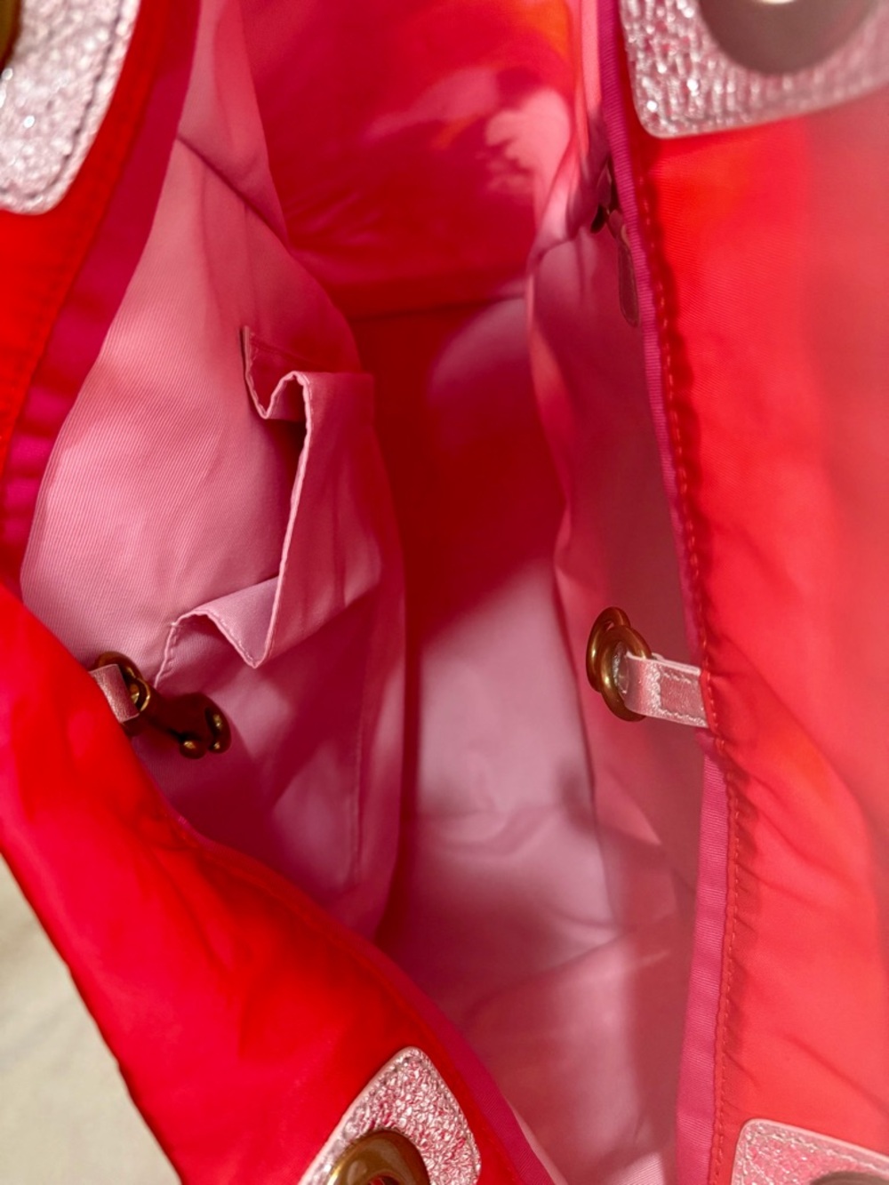 Coach Poppy Red Pink Orange Graphic Tote with Chain Straps - Picture 4 of 9